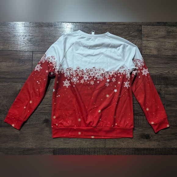 Zolucky Women’s Sweatshirt Christmas Snowflake Stars Red & White Size S NWT - Picture 10 of 16
